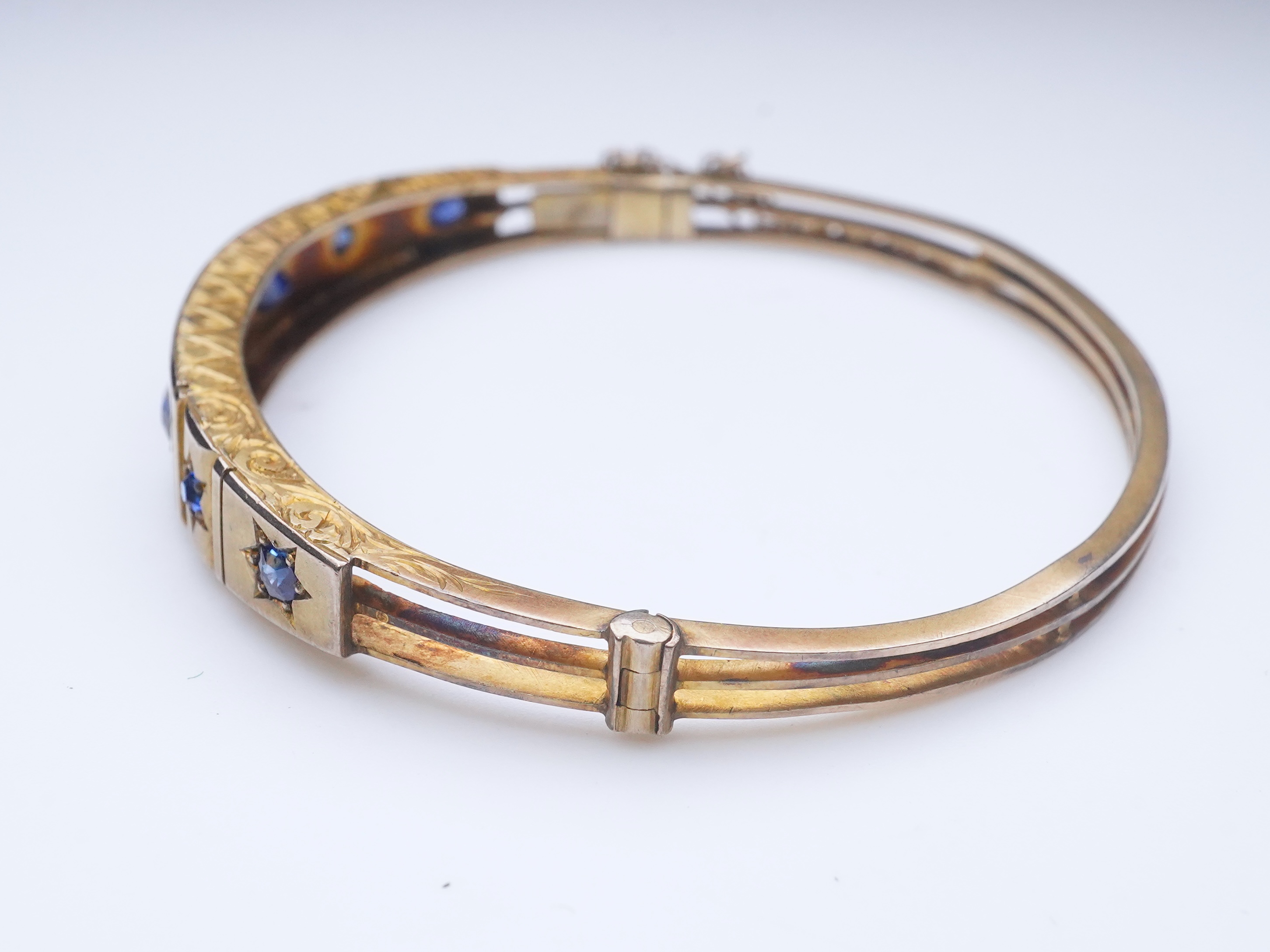 A Victorian sapphire bangle, late 19th century